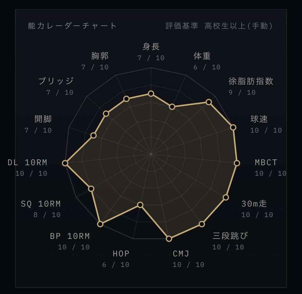 能力レーダーチャートの画面